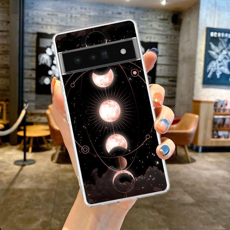 Phone Case For Google Pixel 9 8 7 6 9A 8A 7A 6A 5 4 5A 4A 3A Pro XL Soft TPU Transparent Cover Starlit sky planet space art