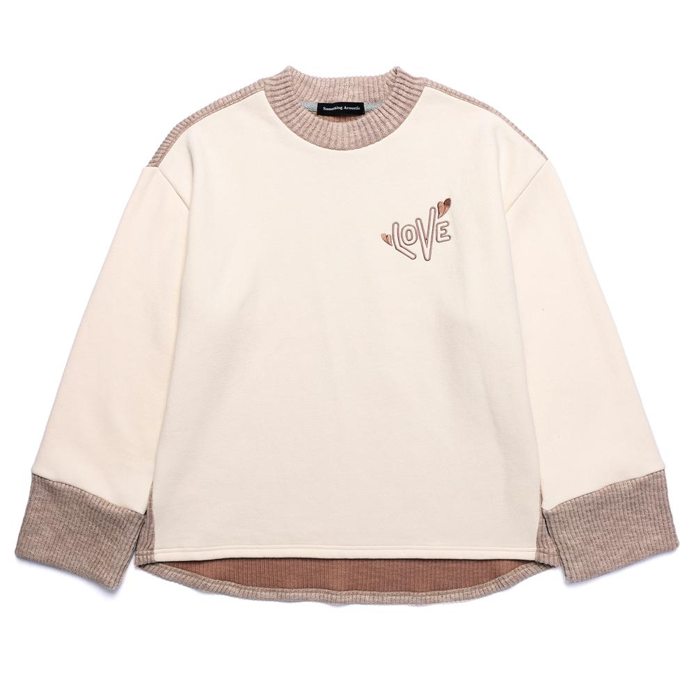 SOMETHING ACOUSTIC Knit Mix Love Brushed Sweatshirt (3 Colors)