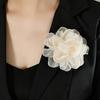 Vintage Starry Sky Yarn Big Flower Brooch Niche High-end Sense Elegant Super Fairy Fabric Brooch Women's Coat Accessories Pin