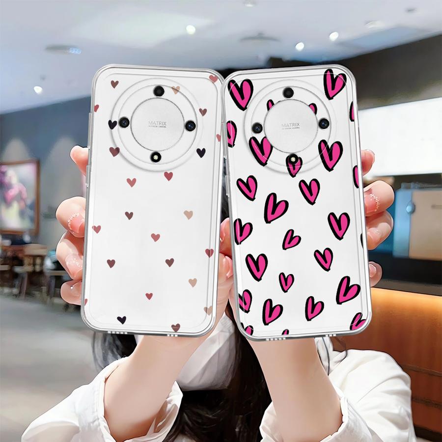 Colorful Cartoon Love Heart Case for Honor 90 Lite X9a X9b X8b X8 X7b X8a Soft Phone Cover