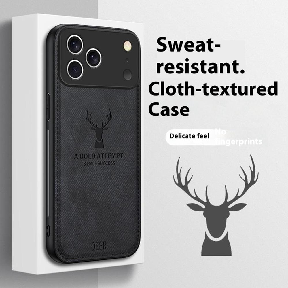 For iPhone 17 Pro Case Deer Pattern Cloth Texture PU + PC + TPU Phone Cover