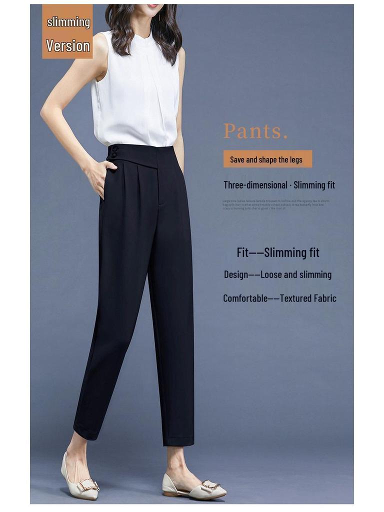2026 Spring/Summer Women's High-Quality Cropped Trousers: Fashionable Drape Suit, Thin & Casual