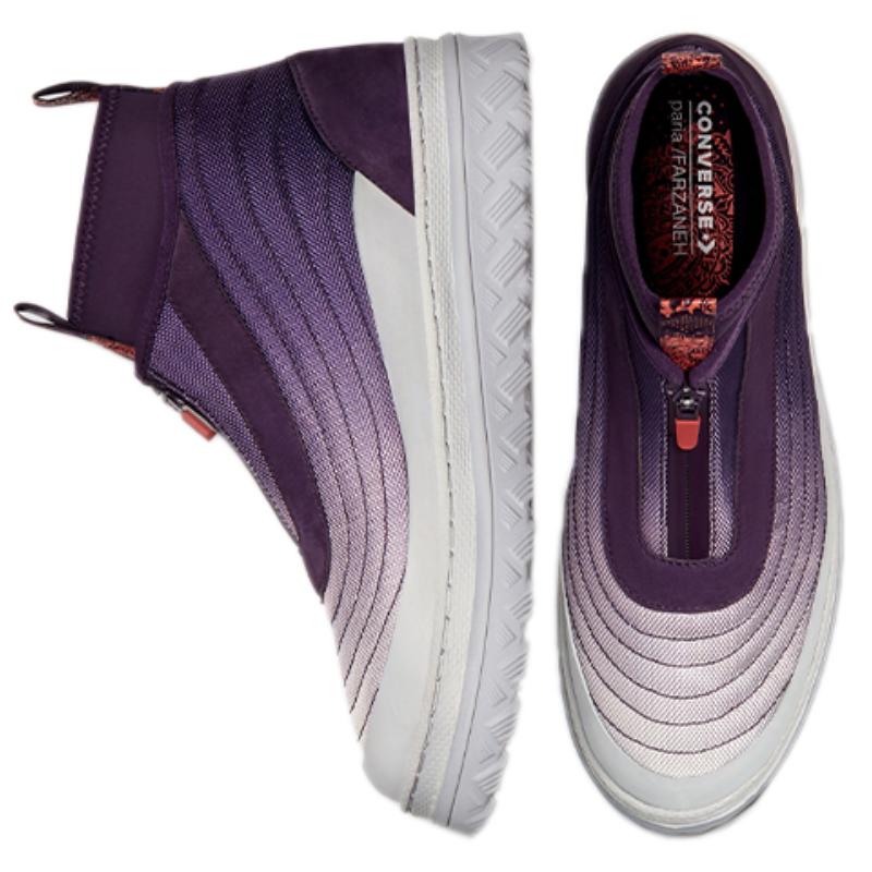 Paria FARZANEH x Converse Cons Pro Leather X2 Technisches Gewebe Zweilagiges Rindsleder High-Top Board Schuhe Unisex Gleiches Weiß und Lila