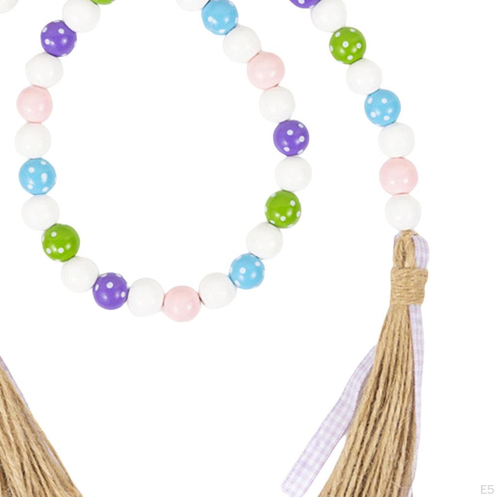 Easter Bead Garland with Wood Elements for Spring Celebrations And Home Decor