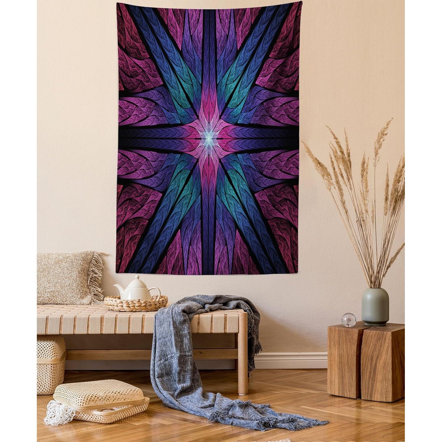 Tapestry fractal psychedelic colorful symmetrical 75x100