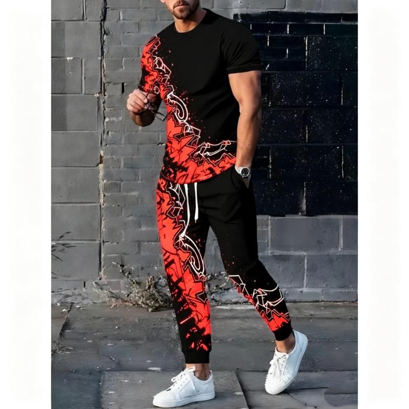 [Gedrucktes Design – Nicht strukturiert] 3D-gedrucktes modisches blau-schwarzes Gradienten-Herren-Freizeit-Sportswear-Set
