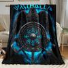 Viking Raven Valhalla Print Throw Blanket - Nordic Rune Mythical Motif Soft Lightweight Accent for Sofa Bed Travel Gift