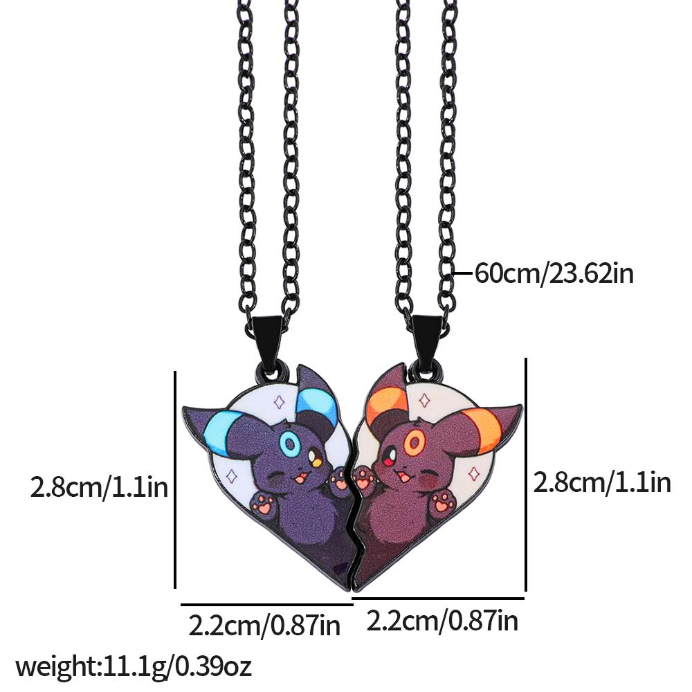 2 Stück Evoli Umbreon Psiana Feelinara Blitza Glurak Halskette Niedlicher Anime Spiel Charm Schmuck Metallanhänger Zum Sammeln