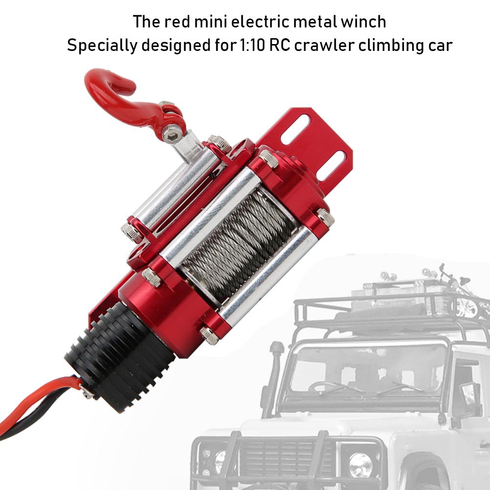 Metal Electric Winch Parts Accessory with Switch Remote Control Panel for 1 10 RC Crawler Climbing CarRed