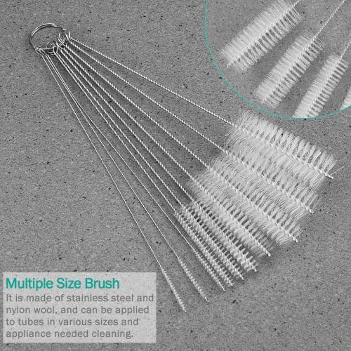 OUNONA Straw Brush, Cleaning Brush for Tubes, Ultra-Fine, for Spouts, 20cm, Set of 10 Different Diameters