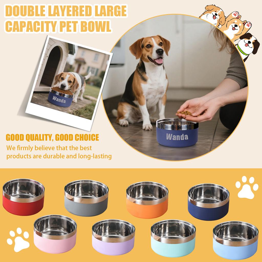 Personalized Custom Pet Non-slip Stainless Steel Bowl