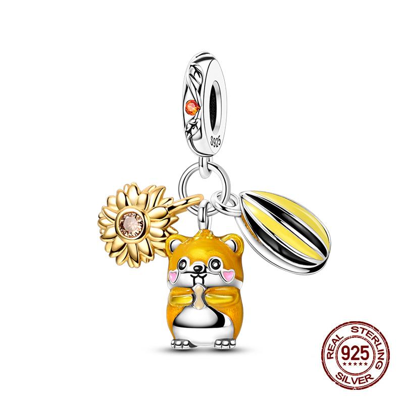 Autumn Charms Copper Brown Squirrel Pumpkin Bees Charms Beads Fit 3Mmoriginal Bracelets Diy Jewelry Warm Gifts