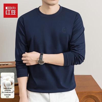 Hodo Men's Pure Cotton Round Neck Long Sleeve T-Shirt