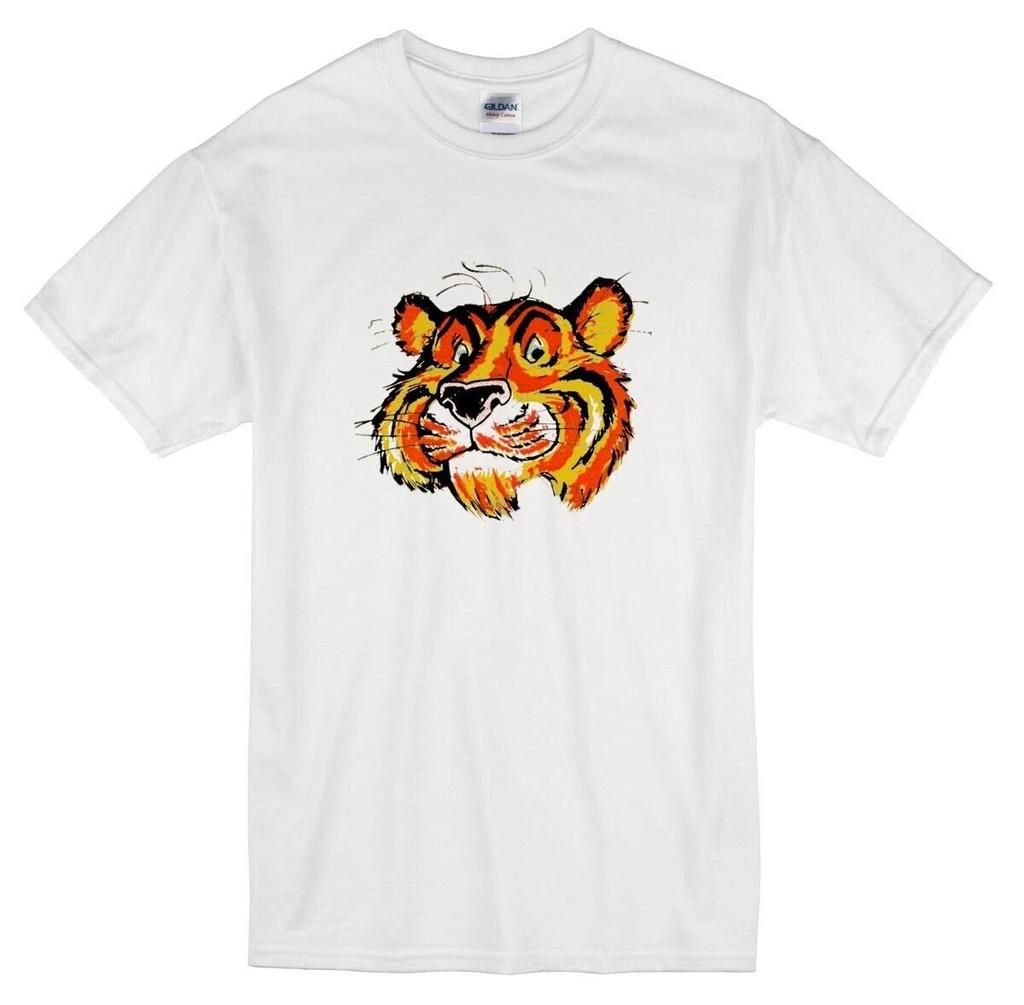 Men's T-shirt White Cotton Hot Rod Drag Race Impko Art Novelty Tiger Esso Gas