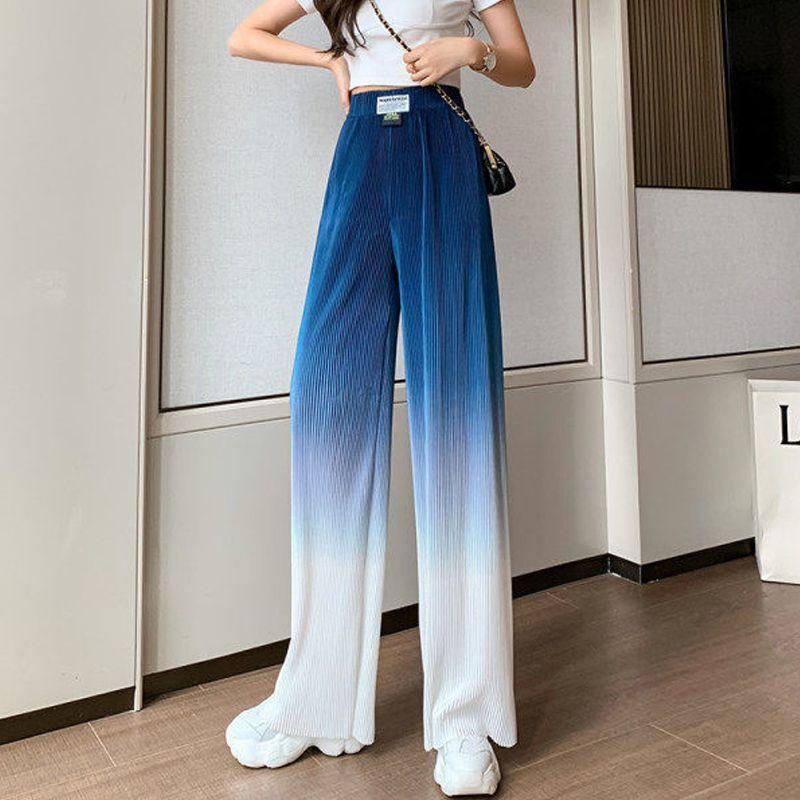 Gradient High Waist Casualwide Leg Pants Gradient Color High Waist Casual Loose Pants