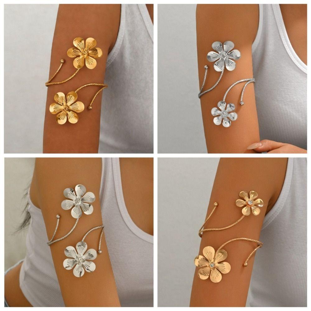 Bohemia Style Flower Bracelet Floral Armband Vintage Open Arm Bangle  Girls