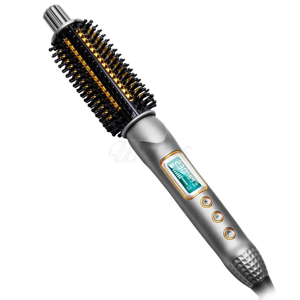Double PTC Curling Iron Brush Ceramic Ionic Hair Curler Straightener Anti-Scald Volumizing Hair Heated Brush Electric Hot Comb