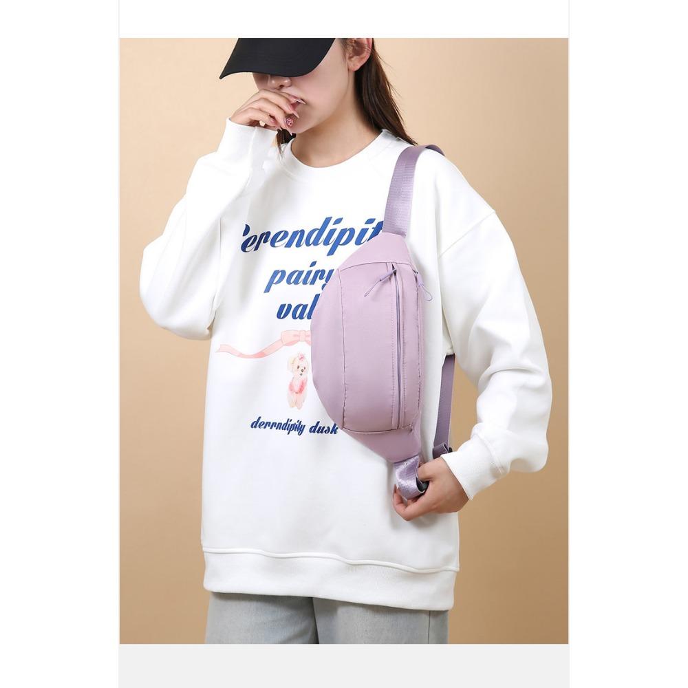 Women's Outdoor Solid Color Lightweight Multi-Pocket Sports Waist Chest Bag