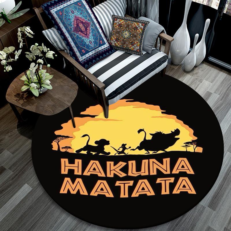 Lion pattern round rug,Carpet Rug for Living Room Bedroom Playroom ,Non-slip Floor Mat,Holiday Gifts and Birthday Gifts.