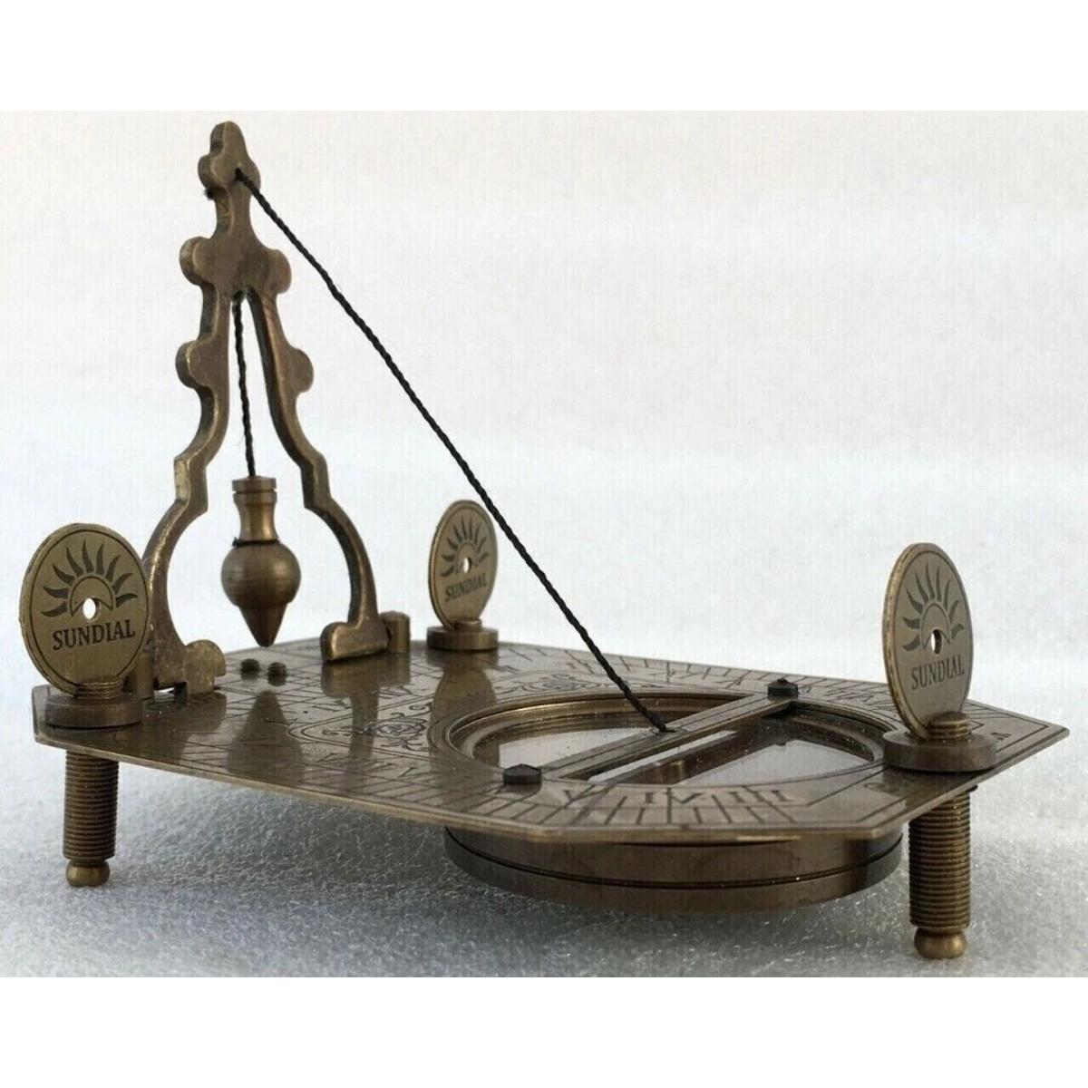 Vintage Brass Sundial Compass Antique Nautical Maritime Navigation Gift Decor 4.5   , 4.72   , 2.36