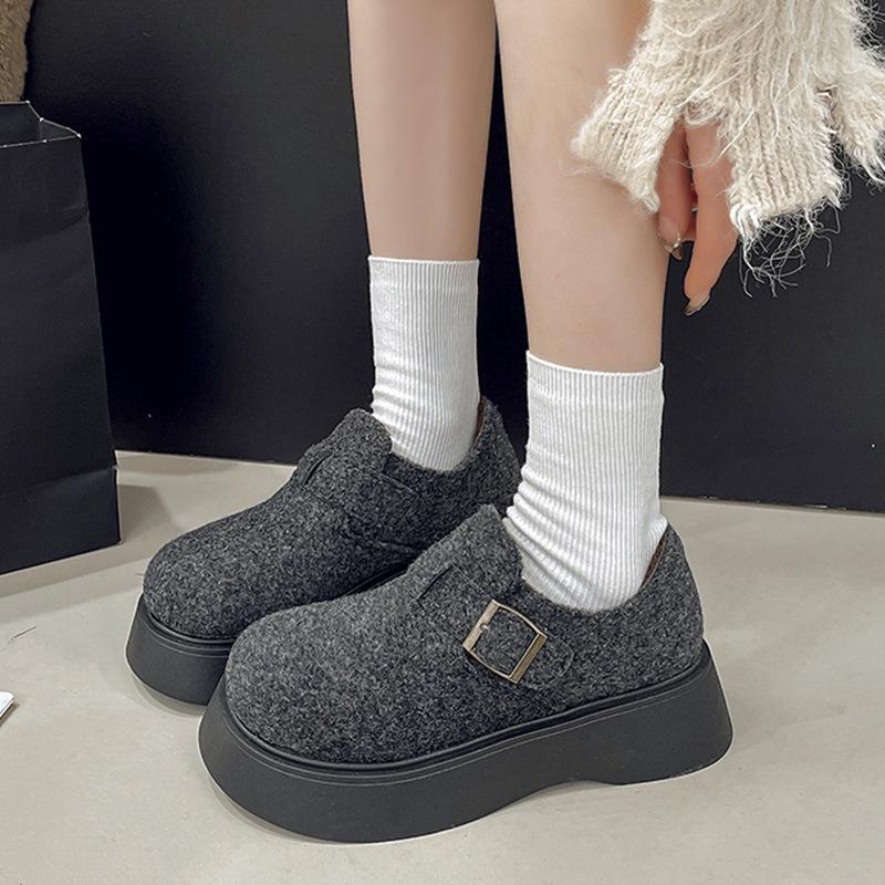 Thick-soled velvet warm Birkenstocks winter new woolen cotton shoes small snow boots