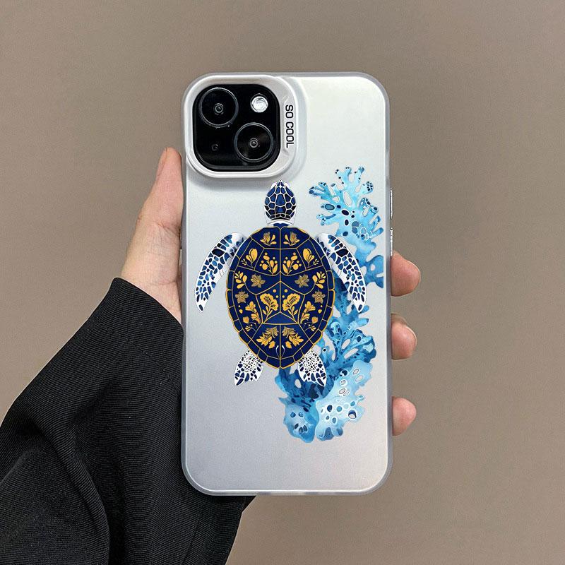 

Colorful Painted Sea Turtle Laser Protective Phone Case for IPhone 16 15 14 Pro Max Plus 13 Mini 12 11 Pro Max Shockproof Covers iphone 13Mini