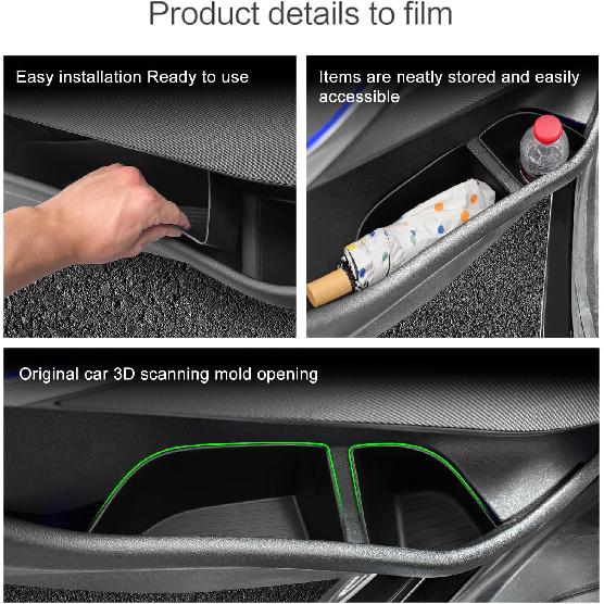 Smabee 4PCS Rear Door Side Organizer for BMW X5 2019-2025 Door Side Storage Box 2024 Accessories TPE Rear Car Door Slot Tray Organizer Black