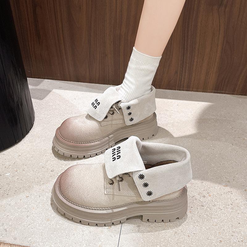 

Ретро ботинки Мартин на толстой подошве, полированные, простые, женские, осенне-зимние, новые, модные, универсальные, короткие ботинки 40 песочный