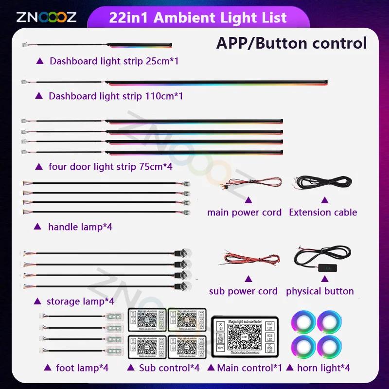 RGB 22in1 Car Interior Acrylic Car Ambient Lights For BMW M1 M2 M3 M4 M5 M6 M7 M8 X1M X2M X3M X4M X5M X6M X7M X5 Accessories
