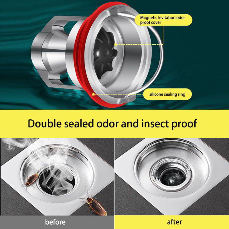 Full Copper Magnetic Levitation Drain Insert Anti-backflow Odor-proof Plug Universal Bathroom Floor Drain Core