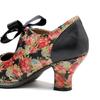 Johnature Dames Schoenen Zoete Print Pumps Vintage Landelijke Bloemige Kant Strik Dames Middelhoge Hak Schoenen