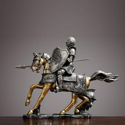 Nordic Luxury Knight and Horse Ornament: Elegant Chinese Style Decor for Living Room or Office