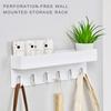 Simple Installation Wall Mounted Rack Organization Holder Storage Shelf with 6 Hook for Keys Towels and Aprons
