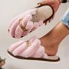 Crisscross Fluffy Home Warm Slippers, Soft Sole Open Toe Plush Lined Cozy Shoes, Non-slip Floor Mute Slippers, Winter & Autumn