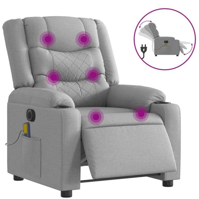 VidaXL Fauteuil de Massage Inclinable Électrique, Chaise de Relaxation avec Dossier et Repose-pied Réglables, Siège de Salon 3206570