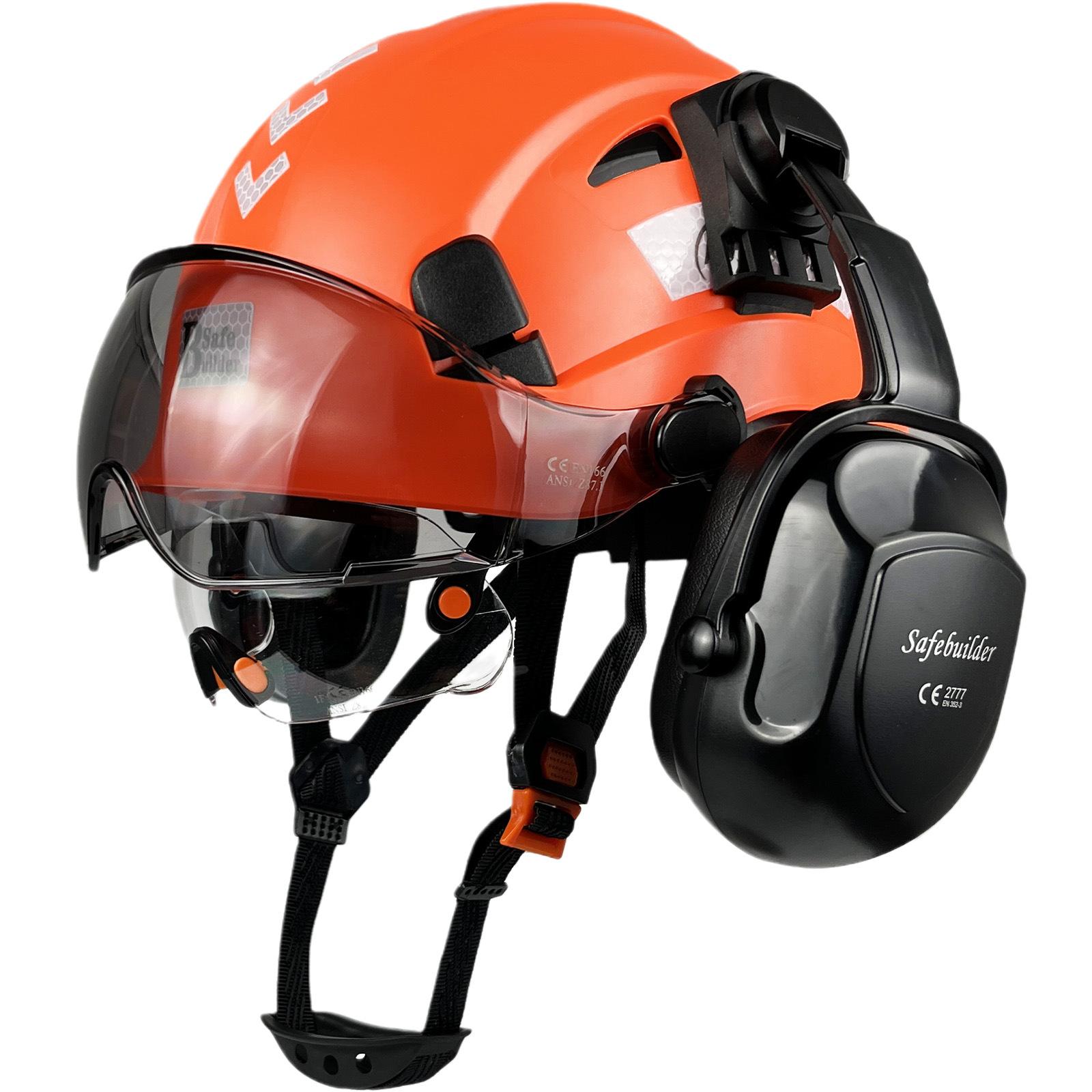 

Eye Protection and Anti-smashing Construction Site Safety Helmet, Hard Hat, Noise Reduction Earmuffs, Construction Protective Headgear 53-63CM