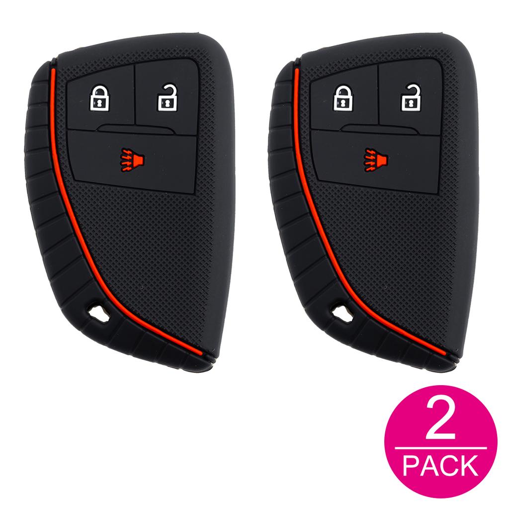 2x Silicone Car Key Fob Cover Case Keychain For Chevrolet Silverado 1500 2500HD 3500HD Tahoe Suburban GMC Sierra EV Canyon Yukon