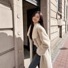 [Severe Winter Heater] Double-breasted British style stand-up collar imitation mink velvet fur integrated fur jacket women's autumn and winter new