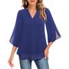 Fashion Loose Casual Summer Chiffon Blouse Women Loose V-neck Shirt Elegant Short Sleeve Solid Color Top Office Ladies Female Basic Women's Clothing