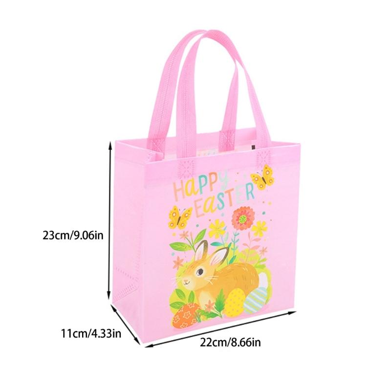 Set of 4 Easters Bags Easters Baskets Easters Craft Bag Reusable Easters Bag Nonwoven Texture for Eggs and Candy Storage