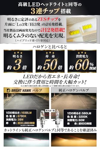 [Supervised by Automotive Engineers] H4 LED Headlights, Vehicle Inspection Compliant [Trusted Japanese Brand] Super Bright Bulb [High-grade Chip