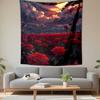 Red Rose Field Sunset Sky Wall Tapestry Romantic Floral Landscape Decor for Bedroom Living Room Gift for Her