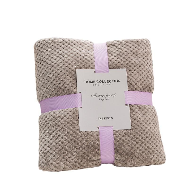 Thick Pure Color Plaid Flannel Blanket - Office Nap & Air Conditioning Use, Coral Fleece