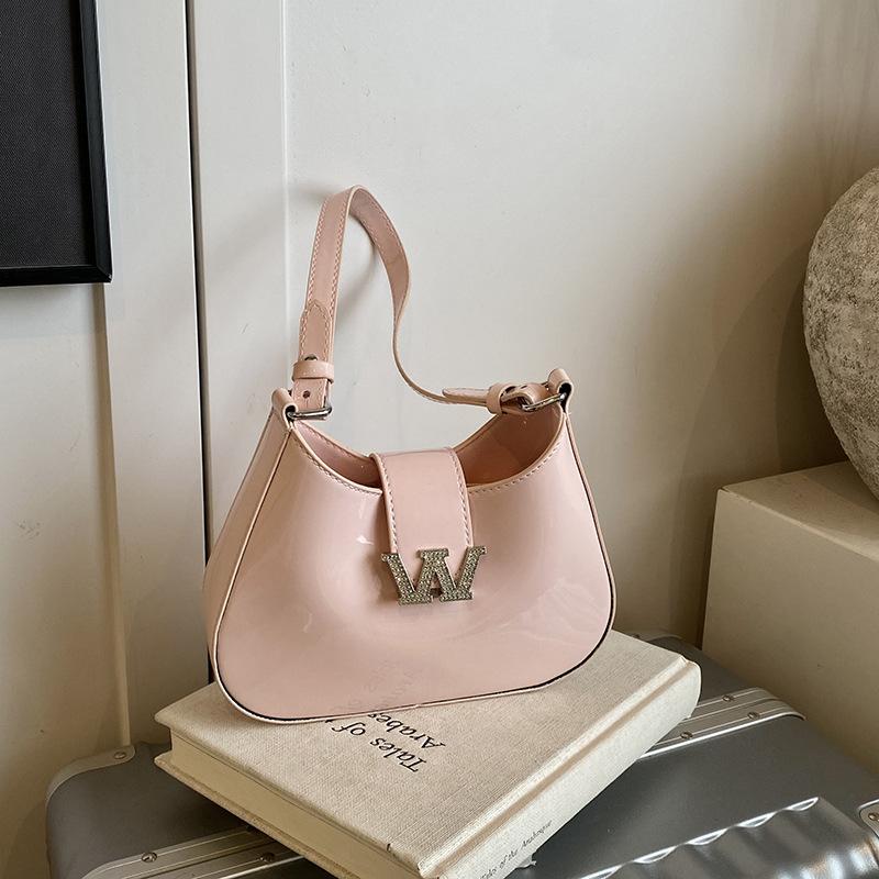 New fashion niche popular patent leather W armpit bag portable shoulder messenger women's bag