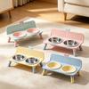 Love-heart Double Bowl Cat Bowl Stainless Steel Dog Water Bowl Cat Feeder Bowl  for Puppy and Cat
