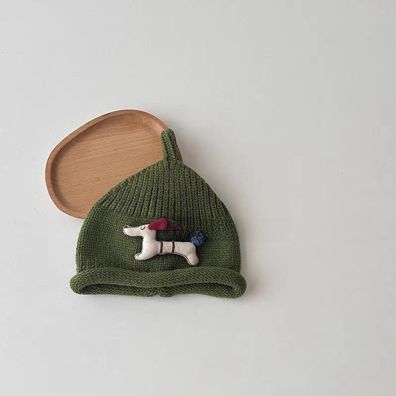 Infant Baby Beanie With Cartoon Puppy Pattern And Cotton Material For Cold Seasons