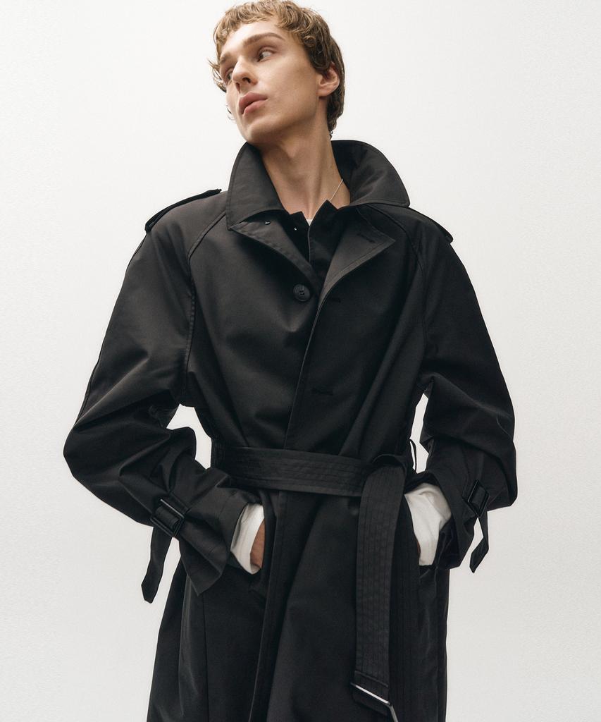 Noirer Synthetic Layered Trench Coat (Black)