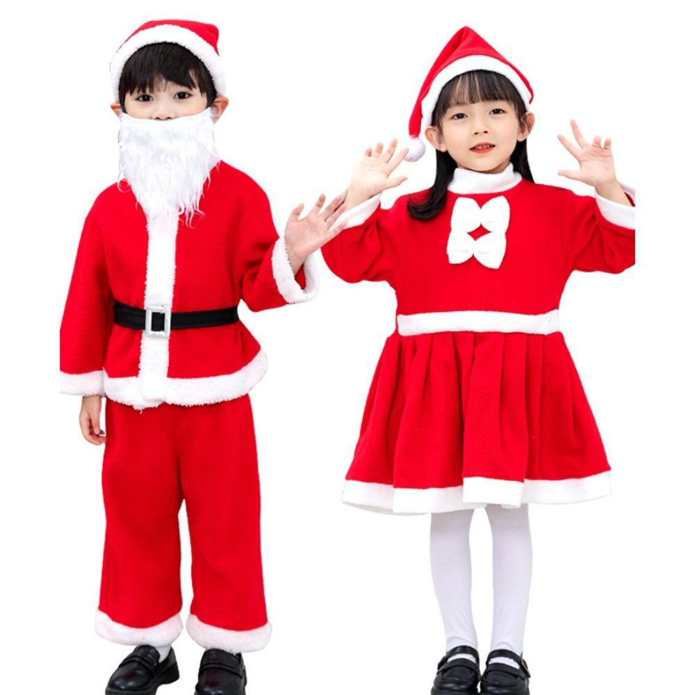 Fleece Children's Christmas Clothes Long Sleeve Kids Cosplay Clothes  Children