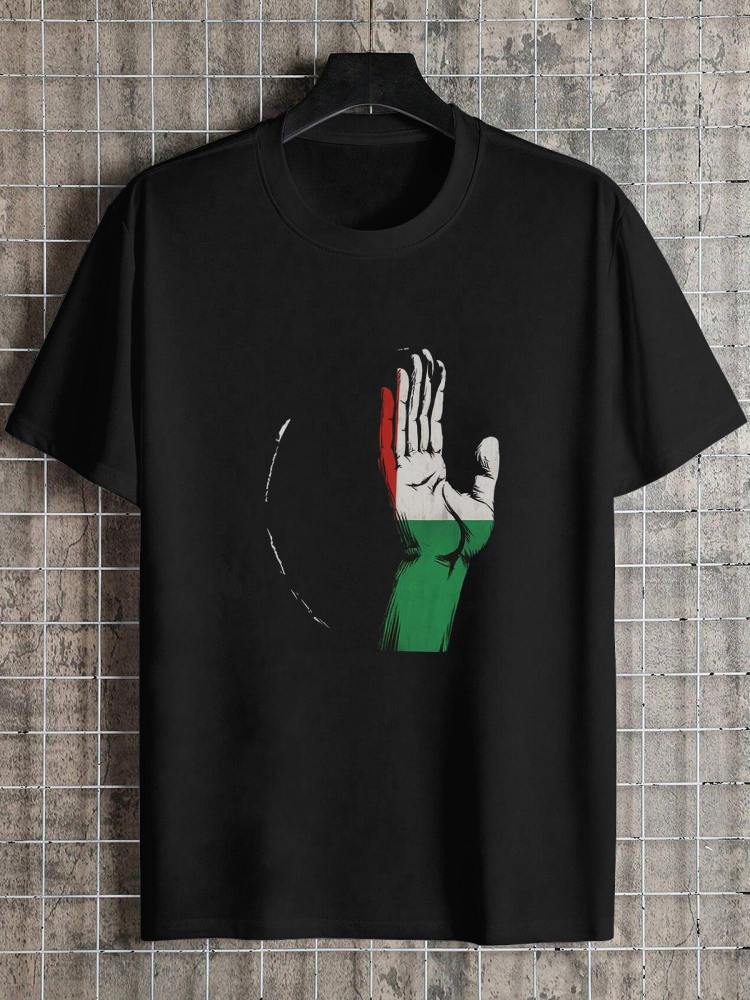 Italian Flag Praying Hands Vintage Graphic T-shirt - 180g Cotton Crew Neck Short Sleeve L