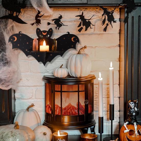 Halloween Bat Wall Floating Shelf Faux Crystal Display Shelf Wooden